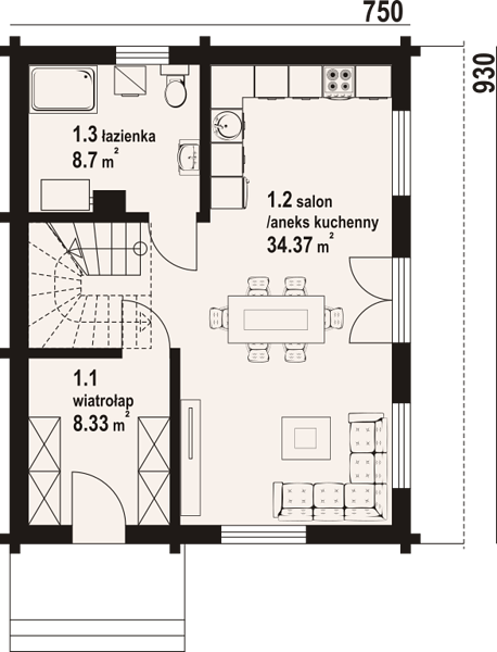 План 1 этажа дома BGH-2485-41 План 1 этажа дома BGH-2485-41