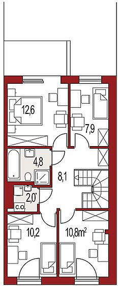 План 2 этажа дома KHF-2121-89 План 2 этажа дома KHF-2121-89