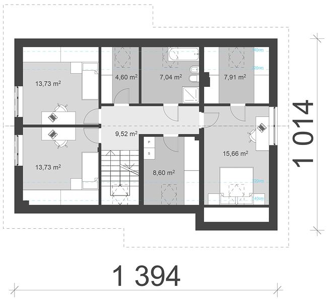 План 2 этажа дома HEA-4578-84 План 2 этажа дома HEA-4578-84